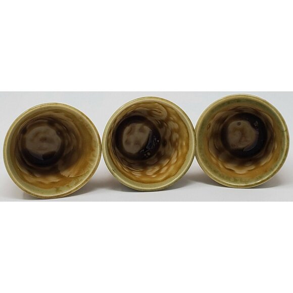 Drip Glaze Ceramic Shot Glasses Set of 3 Gold Yellow Japan 1.75" tall Vintage - Picture 6 of 7